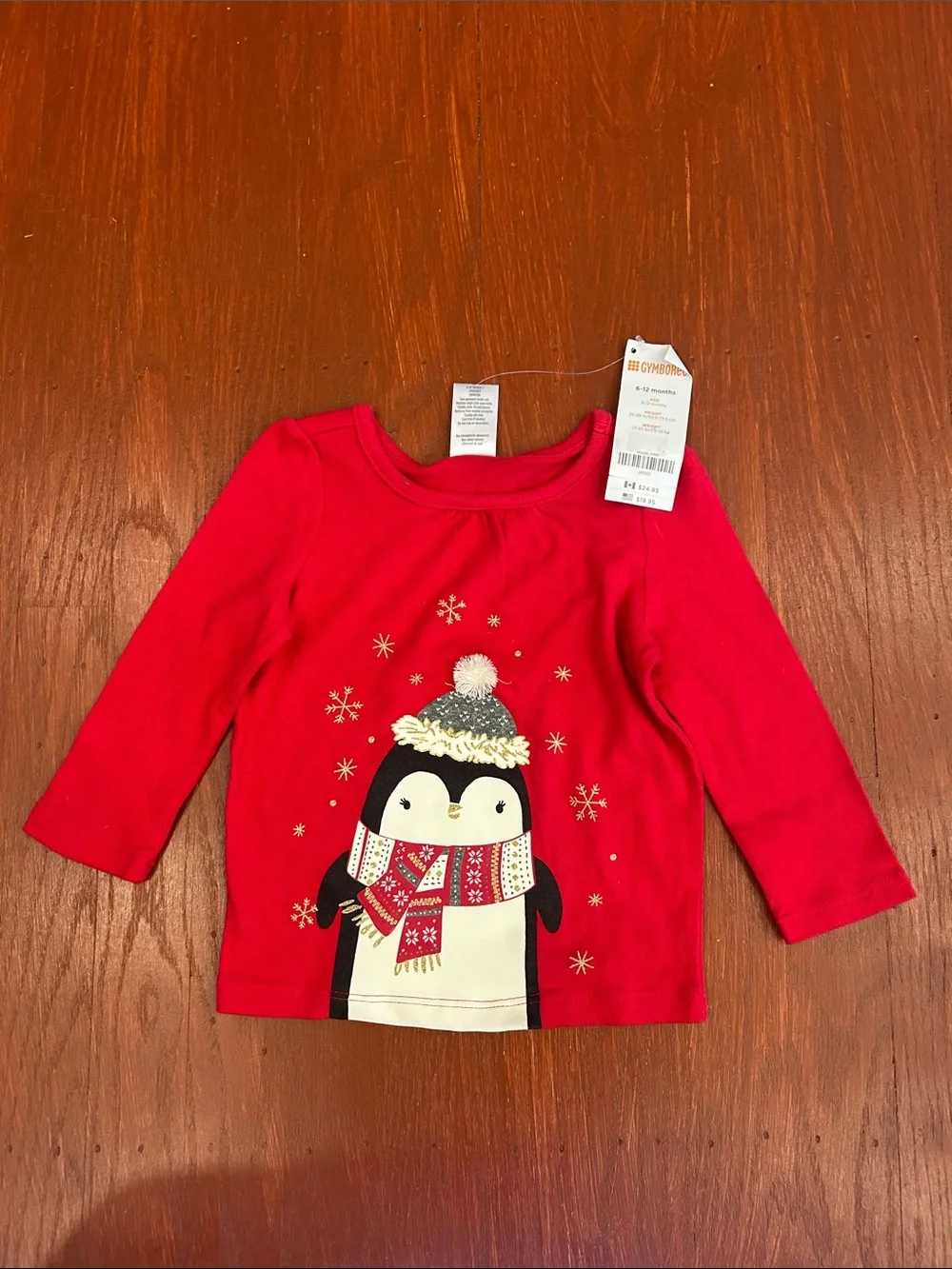 Gymboree Red Penguin Winter Graphic Long-Sleeve Tee